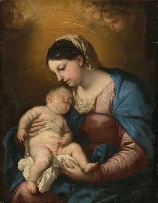 Framed Print : Madonna and Child, painting made by Luca Giordano (Italian)