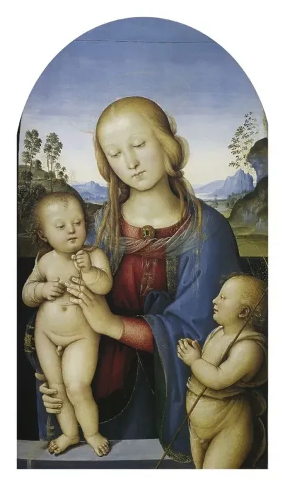Framed Print : Madonna and Child, St. John, painting by Pietro Perugino Framed Print : Madonna and Child, St. John, painting by Pietro Perugino