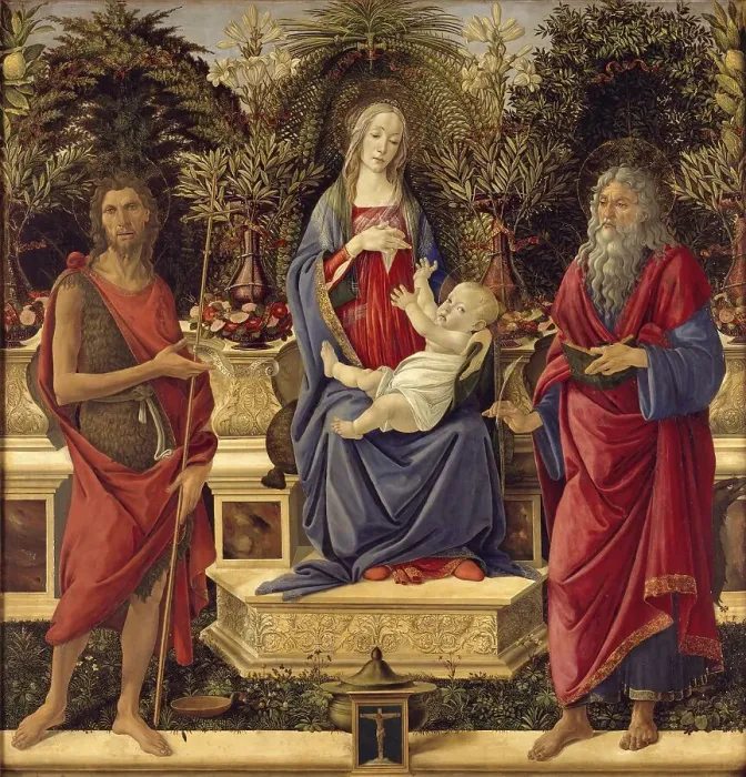 Framed Print : Madonna mit Kind und den beiden Heiligen Johannes (1484-1485)
