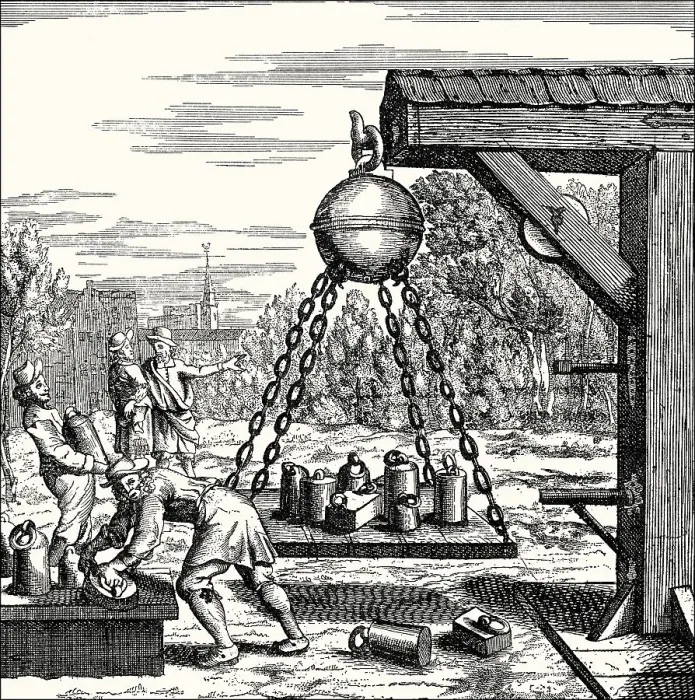 Framed Print : The Magdeburg hemispheres, vacuum experiment by Otto von Guericke