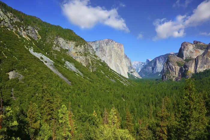 Framed Print : Magnificent panorama of mountains and woods of national park Yosemite