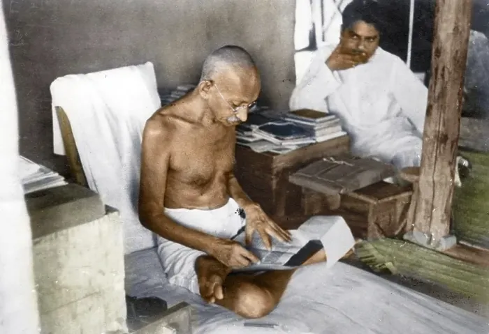 Framed Print : Mahatma Gandhi with Devadas Satyagraha Ashram, Wardha, Maharashtra, India, Asia, 1936, Asia