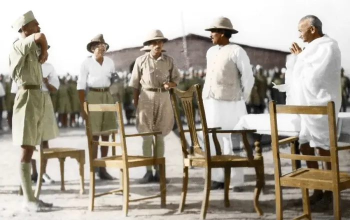 Framed Print : Mahatma Gandhi inspecting volunteer camp, Faizpur, Maharashtra, India, Asia, December 1936, Asia