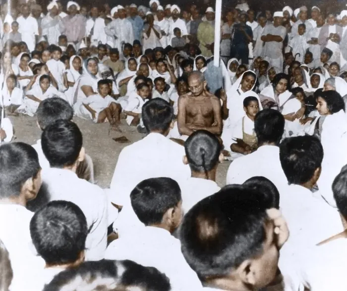 Framed Print : Mahatma Gandhi in a public prayer meeting, India, Asia, 1944, Asia