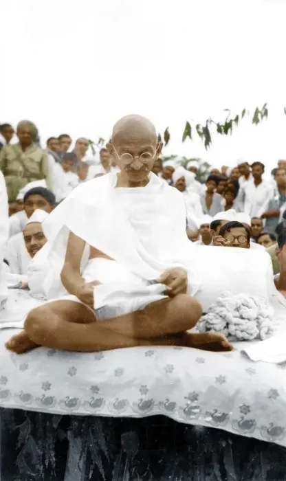 Framed Print : Mahatma Gandhi reading on dais at Bhavnagar, Gujarat, India, Asia, 1934, Asia