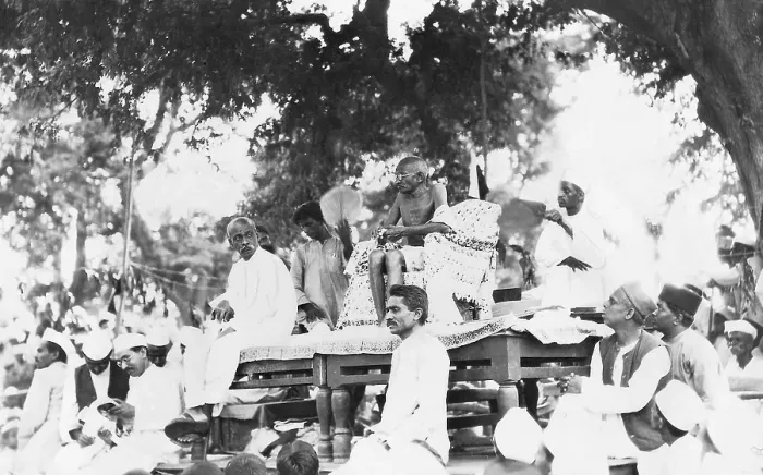 Framed Print : Mahatma Gandhi with social workers in Kheda district, Gujarat, 1929