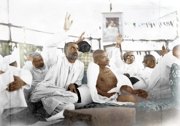 Framed Print : Mahatma Gandhi and others voting for resolution, Bombay, Maharashtra, India, Asia, October 24, 1934, Asia