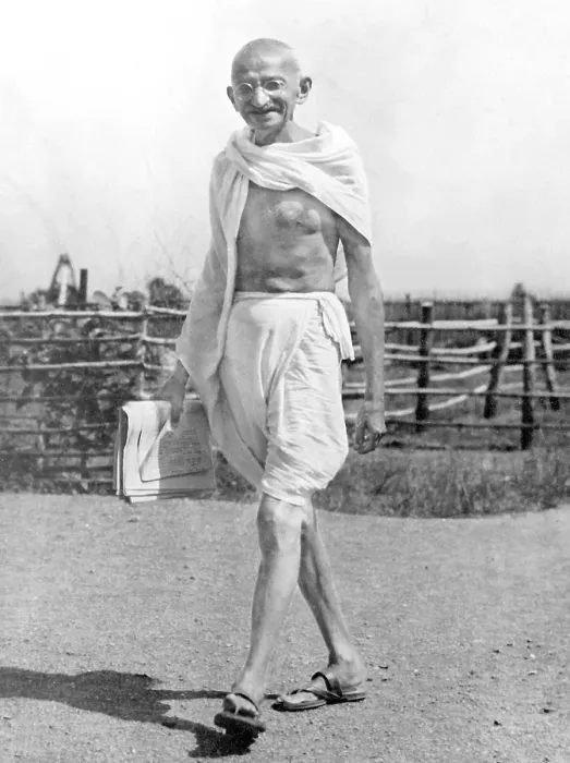 Framed Print : Mahatma Gandhi walking at Sevagram Ashram