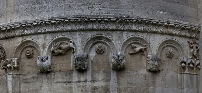 Framed Print : Main apse, hunting frieze, hound and hare