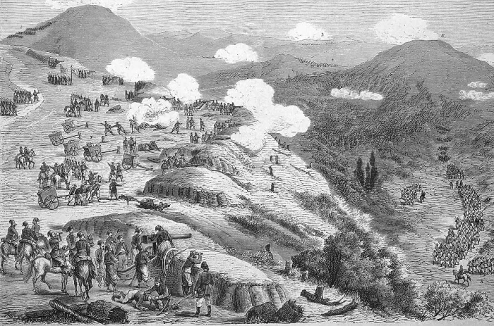 Framed Print : Main attack by the Turks on the Russian positions at the Schipka Pass