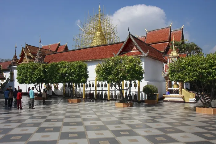 Framed Print : Main building with stupa and bells