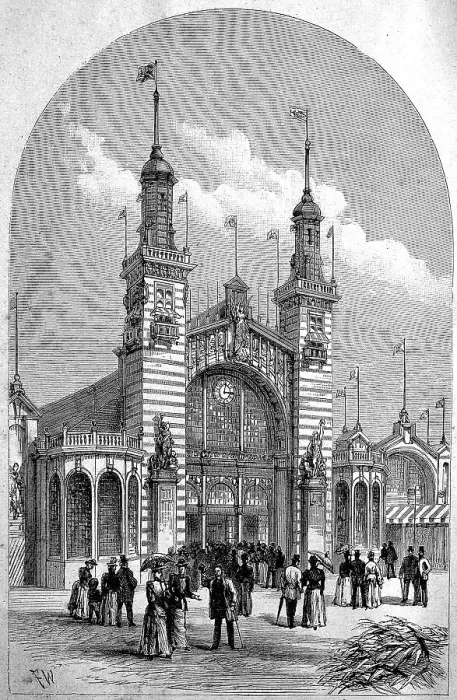 Framed Print : Main entrance of the international exhibition around 1890 in Edinburgh Scotland
