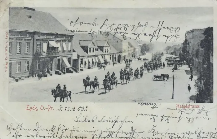 Framed Print : Main street in Lyck, formerly East Prussia