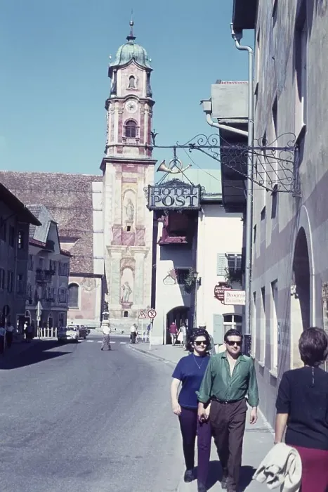 Framed Print : Main street in Mittenwald, church