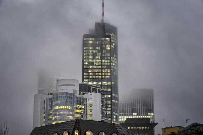 Framed Print : Main Tower surrounded by rain clouds