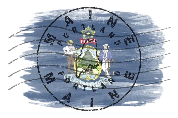 Framed Print : Maine Portland Round Seal Map Design