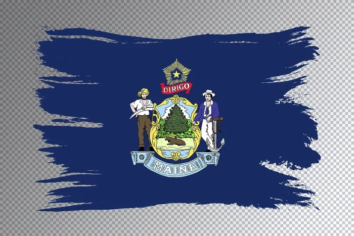 Framed Print : Maine state flag, Maine flag transparent background