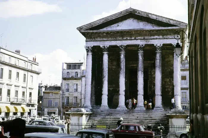 Framed Print : Maison Carree is an ancient Roman temple in Nimes, Nimes, Provence, France 1972