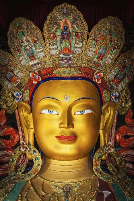 Framed Print : Maitreya Buddha statue in Thiksey Gompa