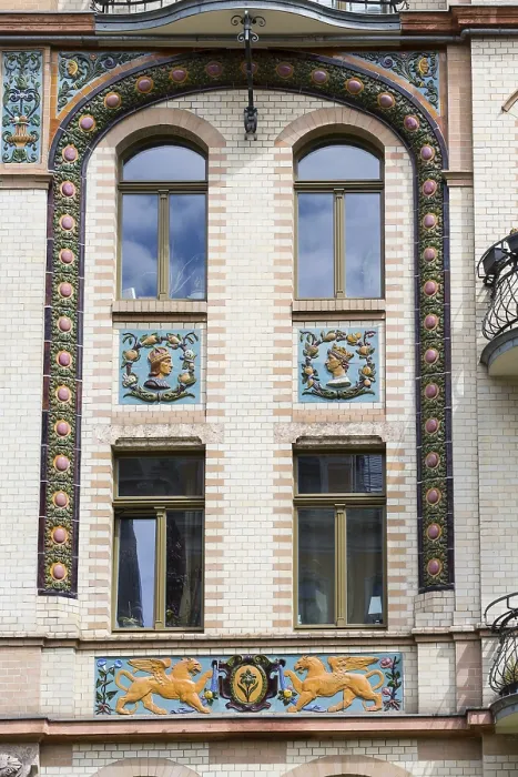 Framed Print : Majolica houses by architect Reinhold Siebert