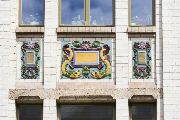 Framed Print : Majolica houses by architect Reinhold Siebert
