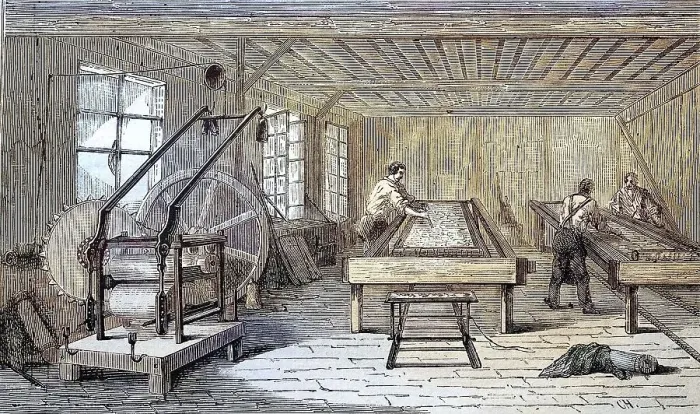 Framed Print : Making silk fabrics, applying a primer to give the silk a better sheen Framed Print : Making silk fabrics, applying a primer to give the silk a better sheen