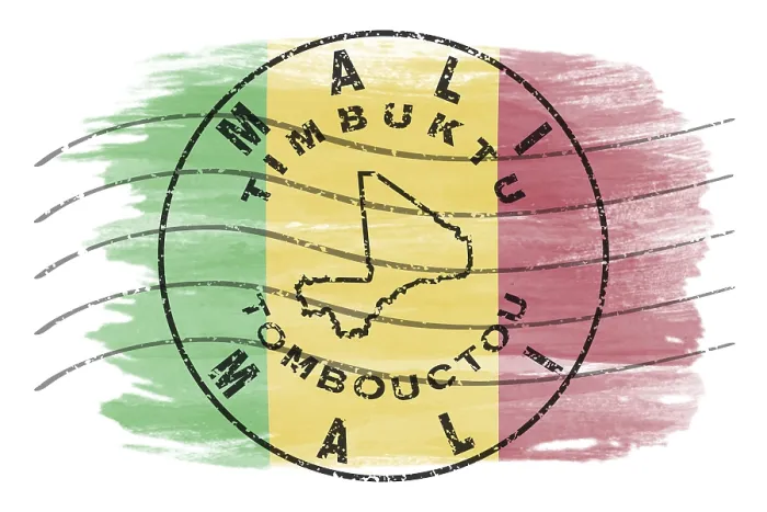 Framed Print : Mali Timbuktu Round Seal Map Design