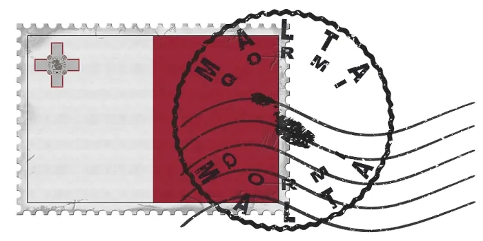 Framed Print : Malta Qormi Stamp with National Flag and Postmark Framed Print : Malta Qormi Stamp with National Flag and Postmark