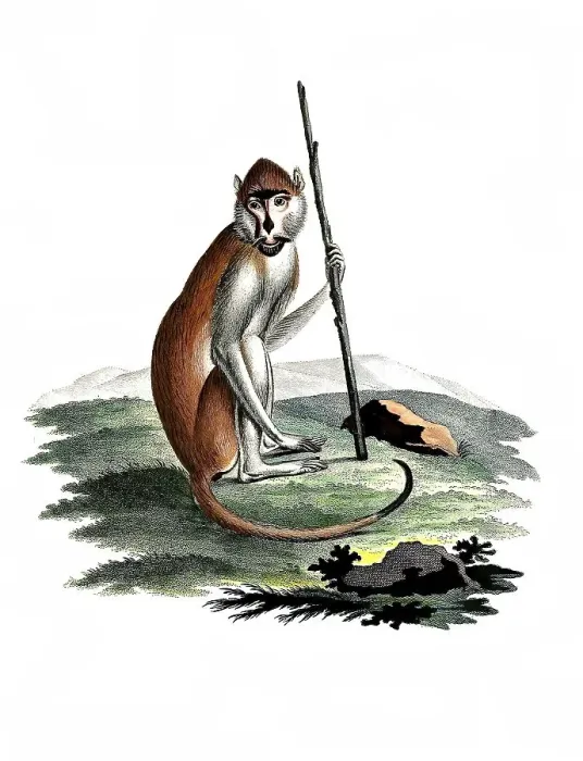 Framed Print : Mammals, Monkey, Simia rufa, Historic