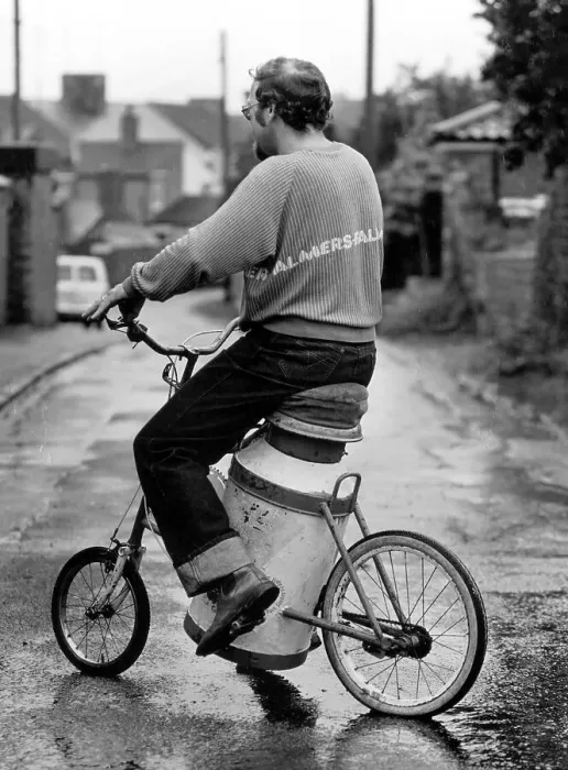 Framed Print : Man on a curious bicycle, England, Great Britain Framed Print : Man on a curious bicycle, England, Great Britain
