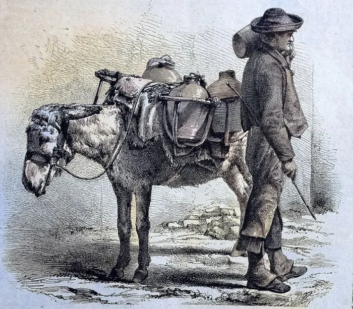 Framed Print : Man with a donkey, water seller in Cordoba