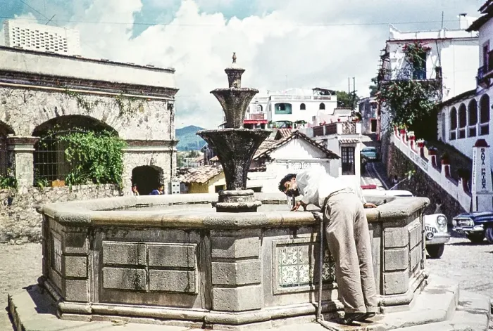 Framed Print : Man drinking water from a well, Taxco, Guerrero state, Mexico, 1961, Central America