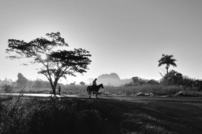 Framed Print : Man on horseback, sunrise, Vinales Framed Print : Man on horseback, sunrise, Vinales