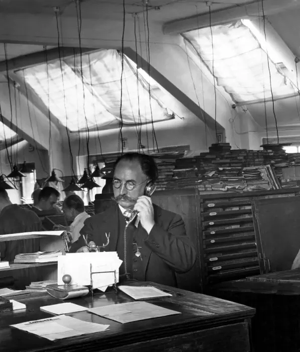Framed Print : Man on the phone in the office Framed Print : Man on the phone in the office
