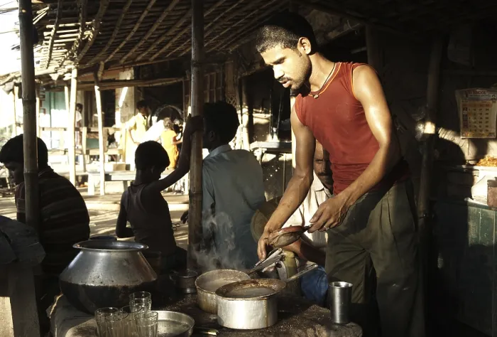 Framed Print : Man running tea stall, Kishanganj, Bihar, India