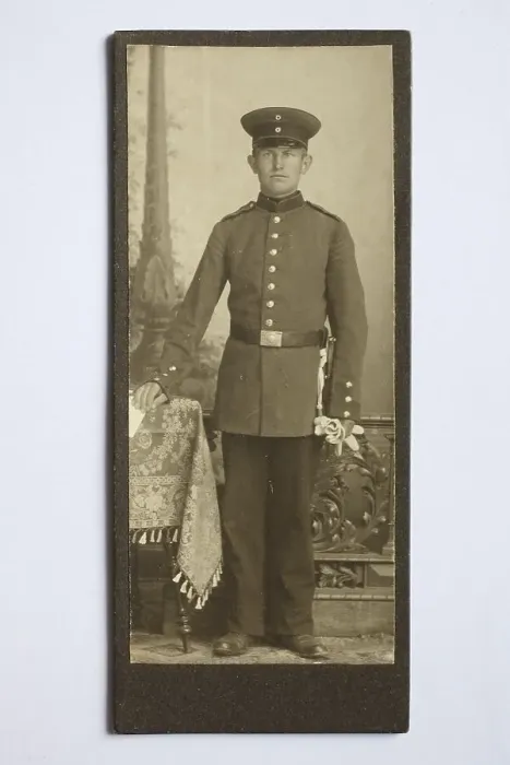 Framed Print : Man in uniform c. 1890, visiting format Framed Print : Man in uniform c. 1890, visiting format