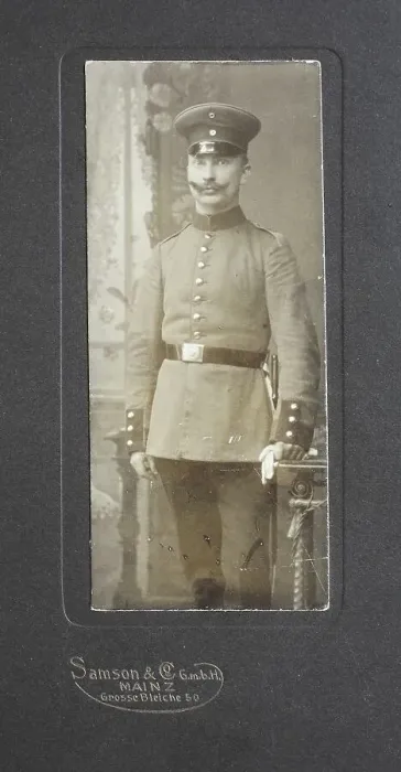 Framed Print : Man in uniform c. 1890, visiting format