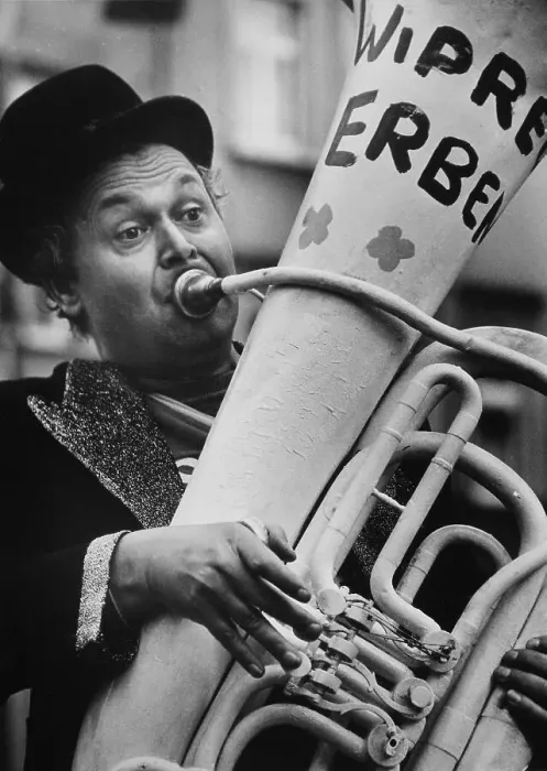 Framed Print : Man with a wind instrument, for carnival