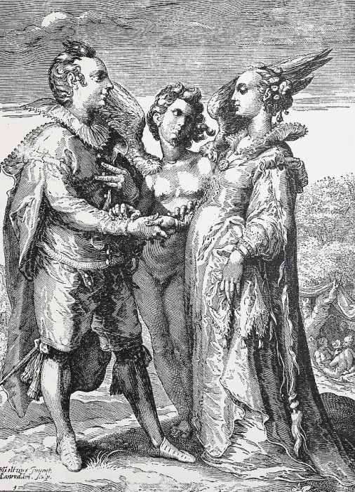 Framed Print : Man, woman and angel of love, symbolic representation of marriage for love