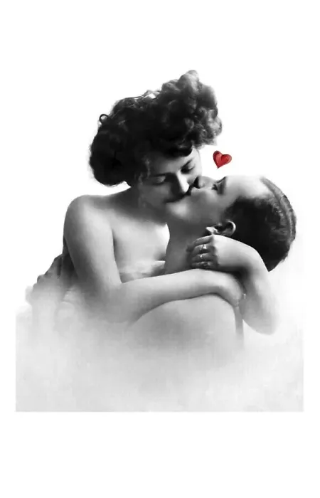 Framed Print : Man and woman kissing in a tender embrace with heart Framed Print : Man and woman kissing in a tender embrace with heart
