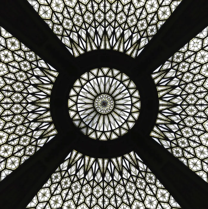 Framed Print : Mandala like glass ceiling of a post building in Barcelona Framed Print : Mandala like glass ceiling of a post building in Barcelona