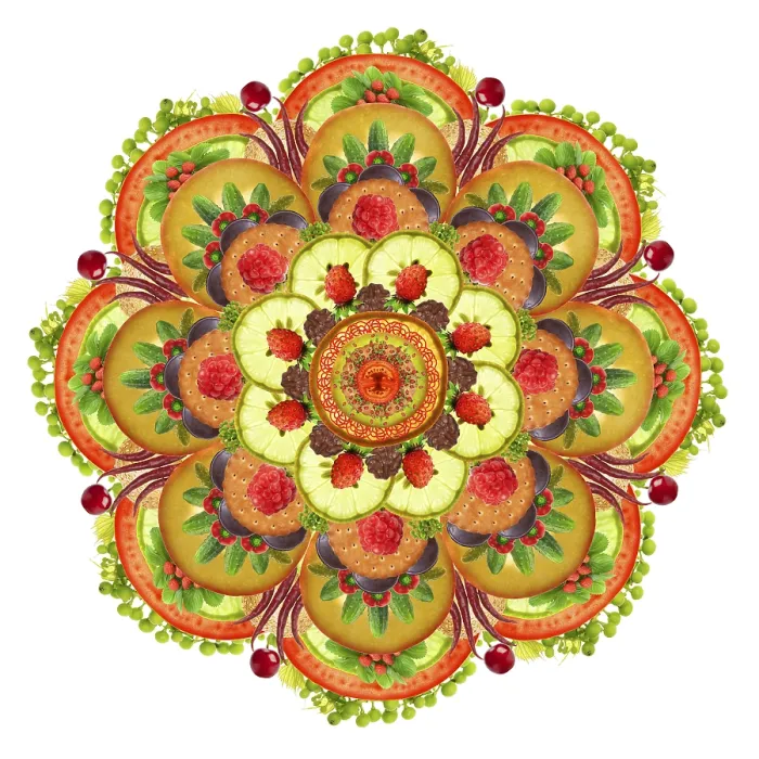 Framed Print : Mandala vegetarian Pizza - vegetables