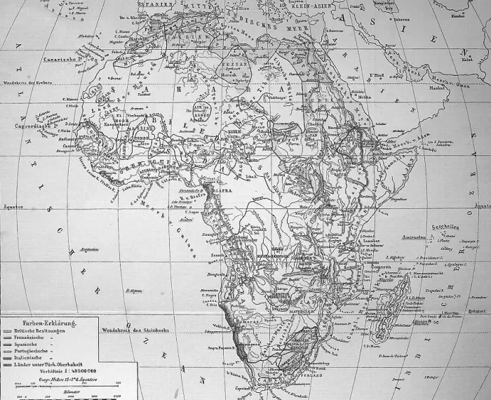 Framed Print : Map of Africa in 1884, Historical