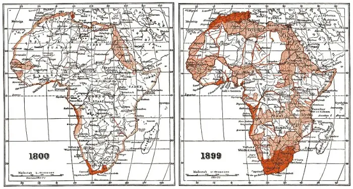 Framed Print : Map of Africa according to the state of research at the beginning and end of the 19th century Framed Print : Map of Africa according to the state of research at the beginning and end of the 19th century