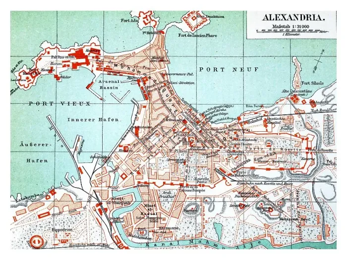Framed Print : Map of Alexandria, an illustration from Meyers Konversations-Lexikon Framed Print : Map of Alexandria, an illustration from Meyers Konversations-Lexikon