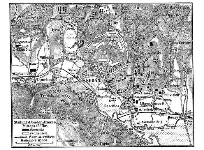 Framed Print : Map of the Battle of Sedan, 1st September 1870 Framed Print : Map of the Battle of Sedan, 1st September 1870