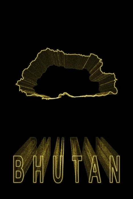 Framed Print : Map of Bhutan, Gold Map On Black Background Framed Print : Map of Bhutan, Gold Map On Black Background