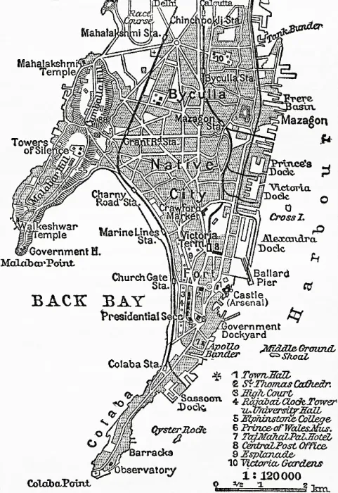 Framed Print : Map of Bombay, India, c 1920, Asia Framed Print : Map of Bombay, India, c 1920, Asia