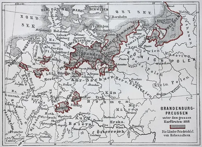 Framed Print : Map of Brandenburg and Prussia at the time of the Great Elector Framed Print : Map of Brandenburg and Prussia at the time of the Great Elector