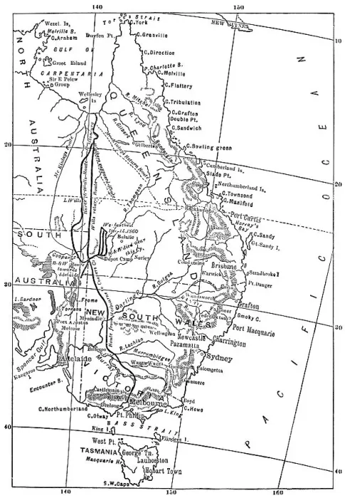 Framed Print : Map of the Burke and Wills expedition